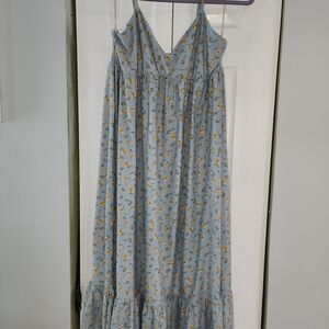 Ultra Flirt Blue Floral Sundress with Yellow Accent Flowers